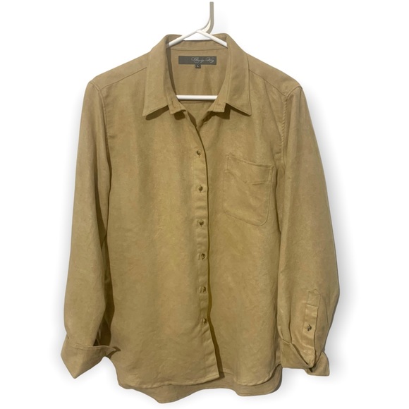 Claridge & King Microsuede Tan Shirt LG - Picture 1 of 7